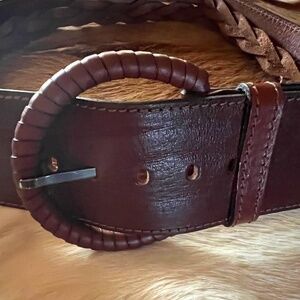 Landres Italian Leather 2.5" Braided 3-Strap 8032 Belt Made in Canada -- Size M